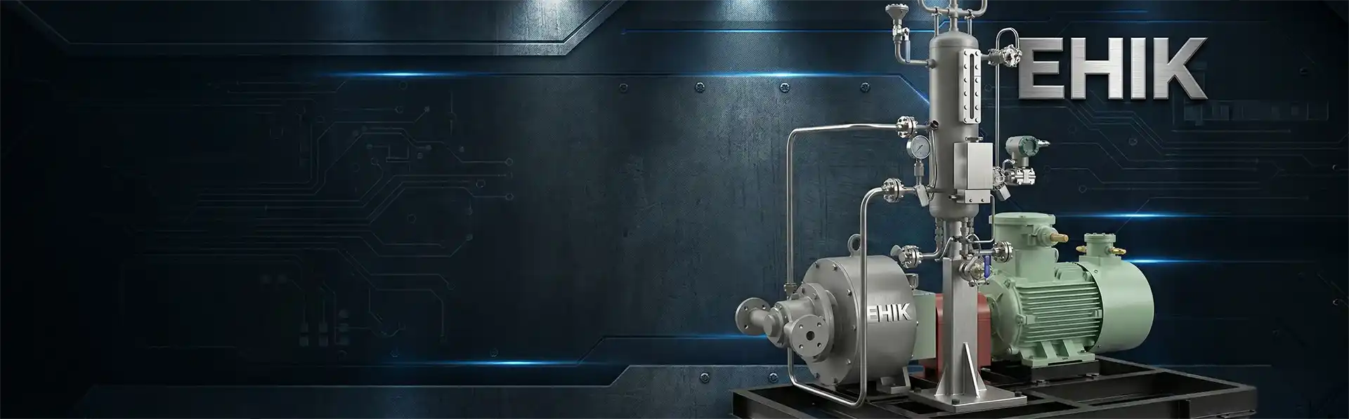 EHIK pitot tube pump set against the selected dark-blue industrial background