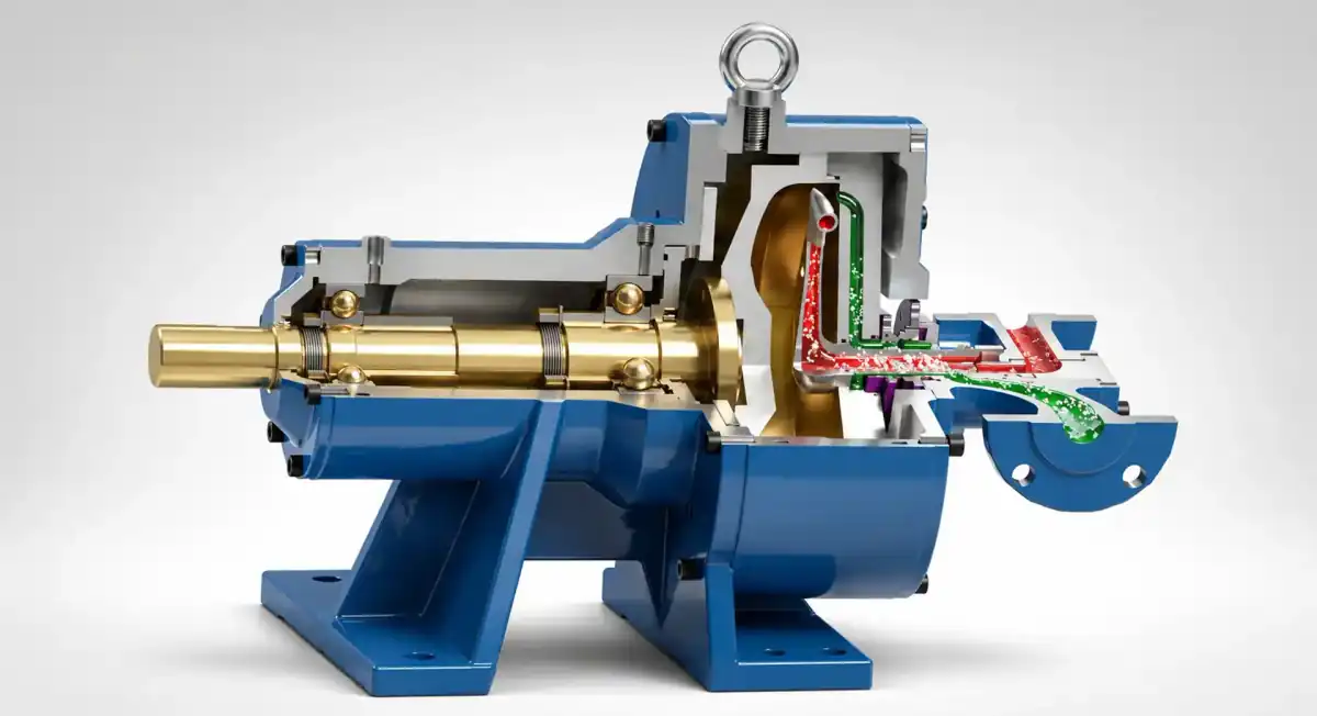 Cutaway illustration of a pitot tube pump showing the shaft, rotating chamber and stationary pickup tube