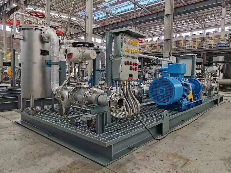 EHIK pump skid with pump set, piping, valves, control panel and shared base
